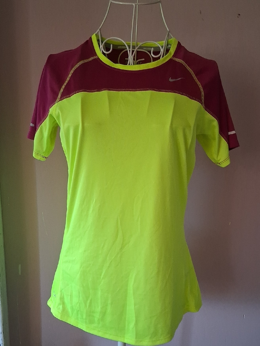 Nike Women’s Short Sleeve Athletic Tee - Neon Yellow & Berry Pink